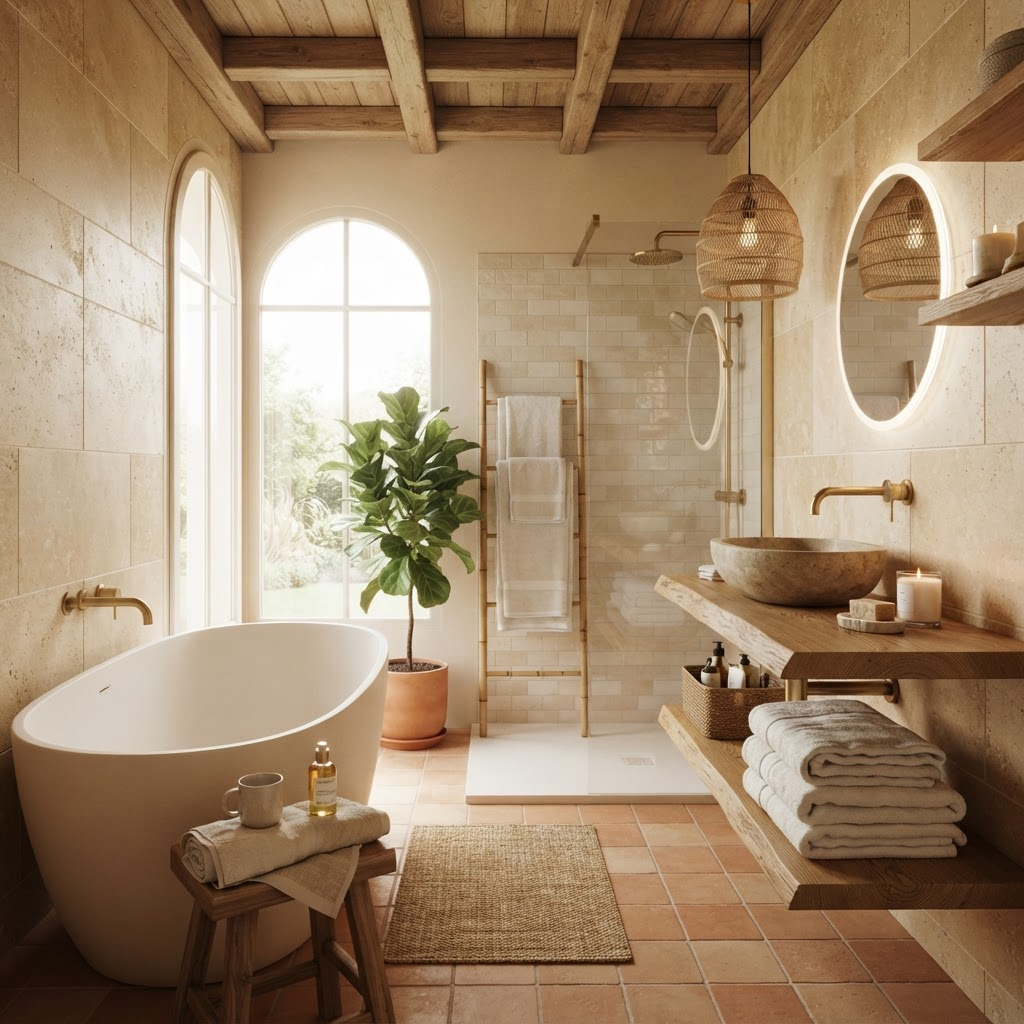 Salle de bain propre avec serviettes fraîches